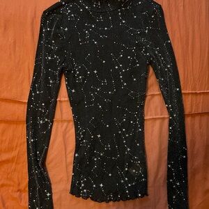 Black Starry Patterned Women's Top